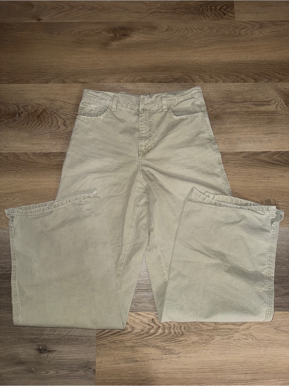 Zara Sage Green High Waisted Wide Leg Pants